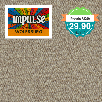 Vorwerk Teppichboden in Draufsicht – klassisches Beige mit feiner Schlingenstruktur, gleichmäßige Oberfläche in natürlicher Farbgebung